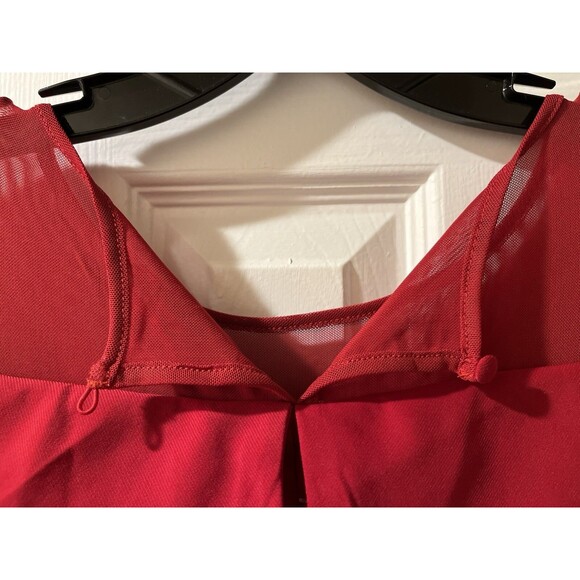 Laundry by Shelli Segal womens Classic Mesh Sheath Dress size 12 Red Knee Length - Picture 7 of 9